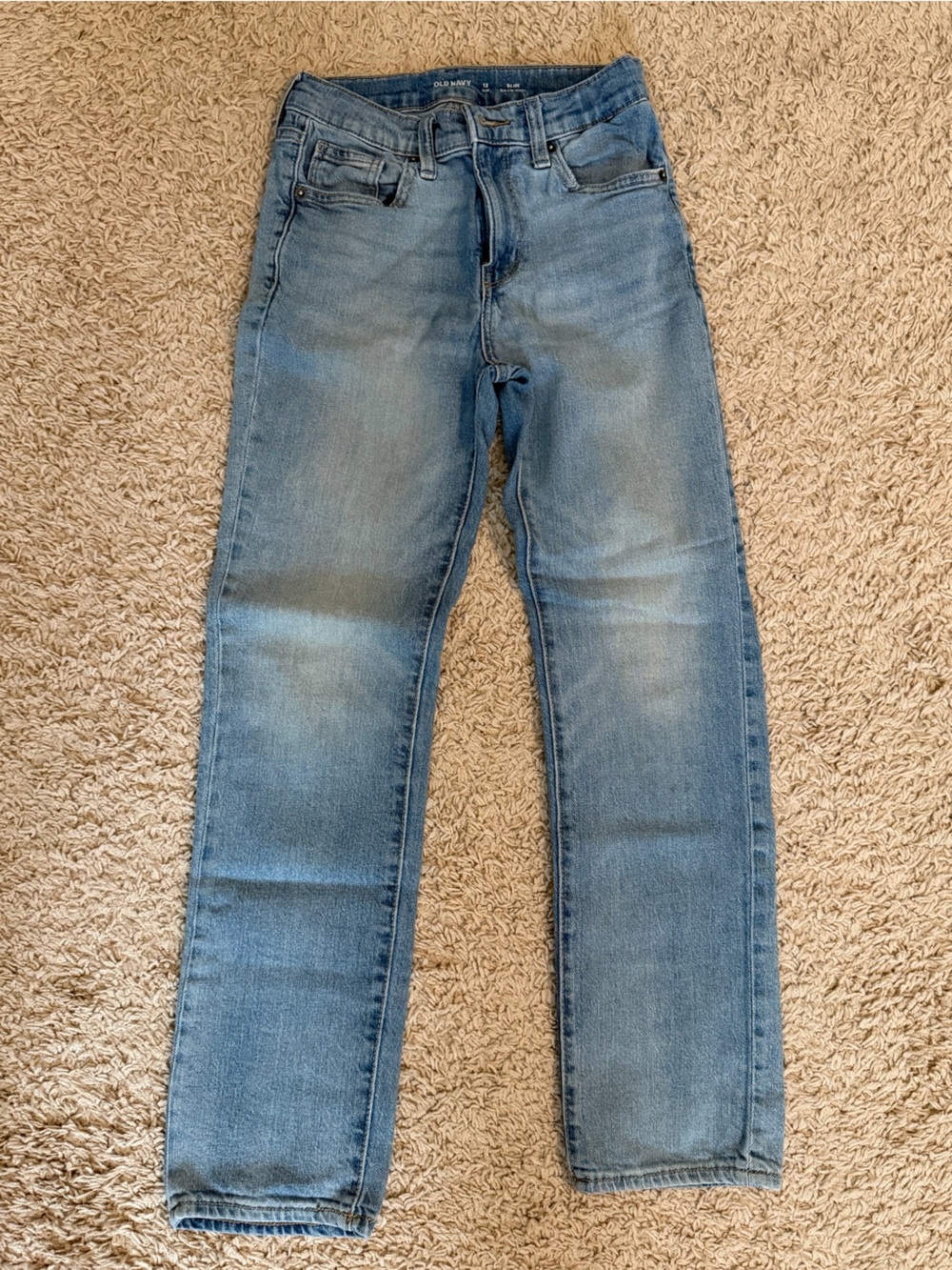 Light Blue Boys Slim Straight Jeans